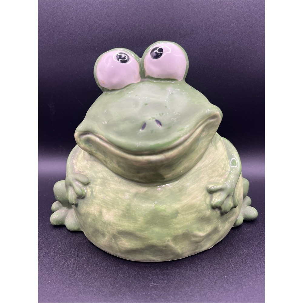 Derpy Ganz Ceramic Frog Piggy Coin Bank 6" x 6.5" Collectible Decor Child's Room